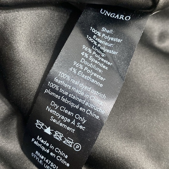 NWOT UNGARO Black Sequin Dress with Feather Cuffs - Picture 8 of 8